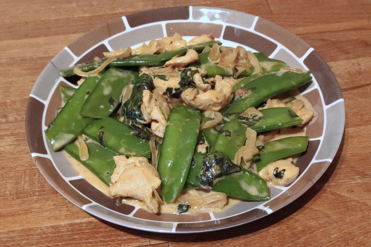 Poulet aux pois gourmands